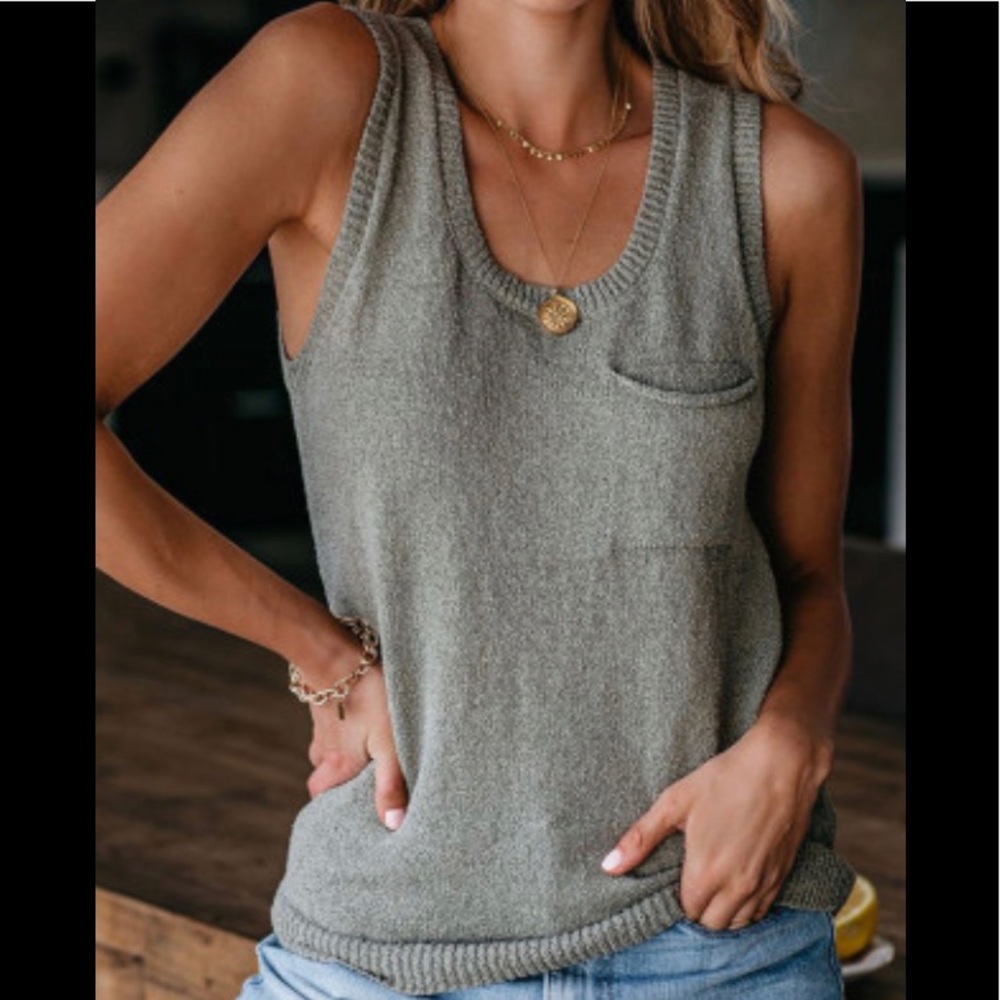 Sweater Tank Top with Pocket